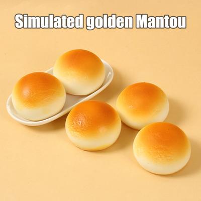 Realistic Golden Bun Squeeze Toy PU Slow-Rising Fidget Food-Themed Design Soft Stress Reliever for Kids Adults Novelty Gift for Anxiety Relief
