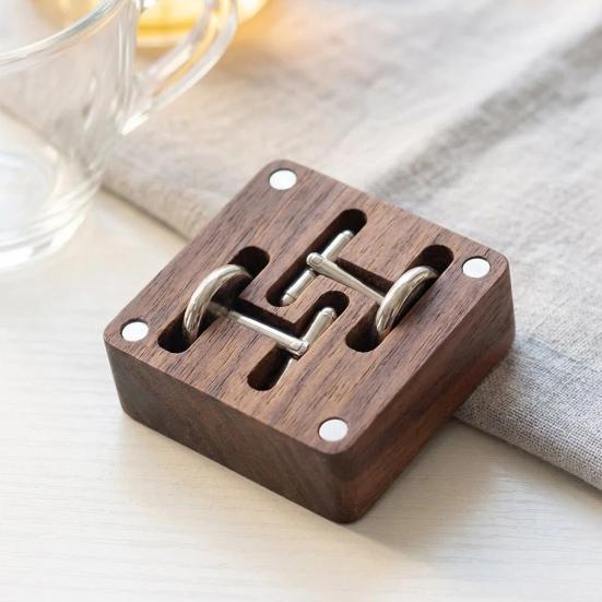 Walnoot Manchetknopen Doos, Massief Hout Magnetische Sluiting Opbergdoos voor Mannen, Kleine Sieraden Organizer voor Ringen Ketting, Cadeaubox voor Mannen