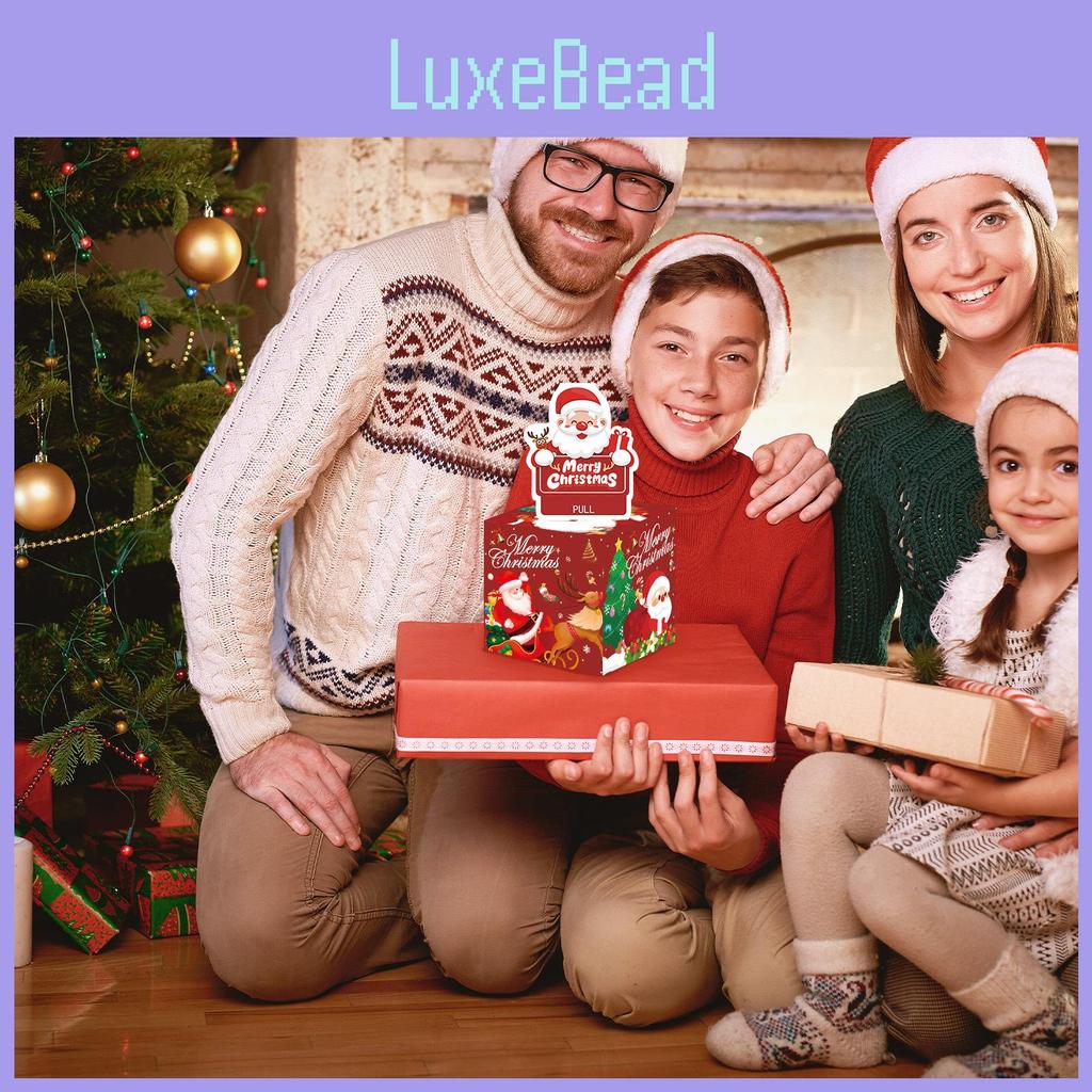 Christmas Red Theme Pattern Gift Surprise Box Holiday Decoration Atmosphere Prop