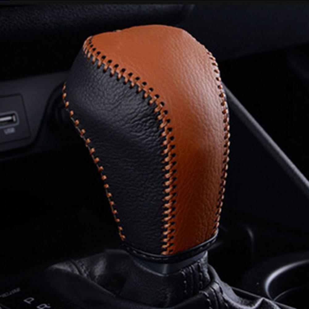 Leather Car Gear Shift Collars for Hyundai Tucson 2015 2016 2017 2018 AT Gear Head Shift Knob Cover Accessories