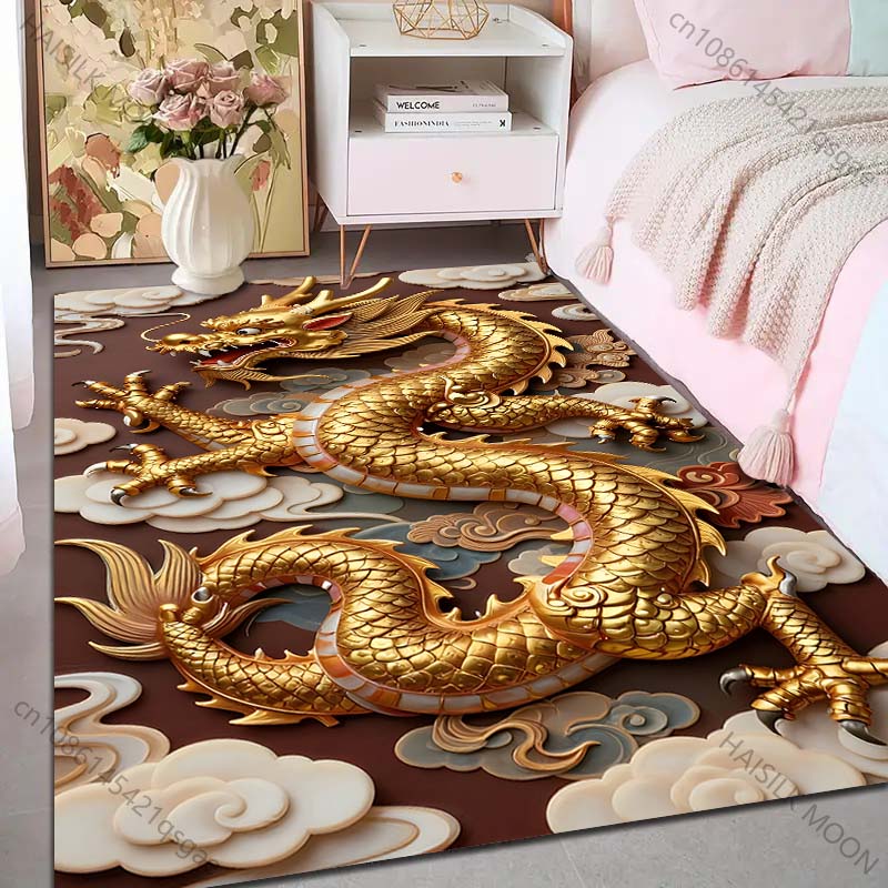 Multiple sizes Golden dragon with clouds Carpet for Living Room Bedroom Sofa Home Decor Rus Non-slip Floor Mat Luxury Gift
