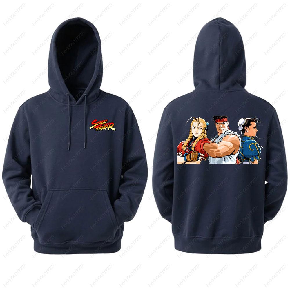 Street Fighter Men's Hoodie Anime Game Print Casual Long-sleeved Sweatshirt Double-sided Streetwear for Autumn ropa de hombre