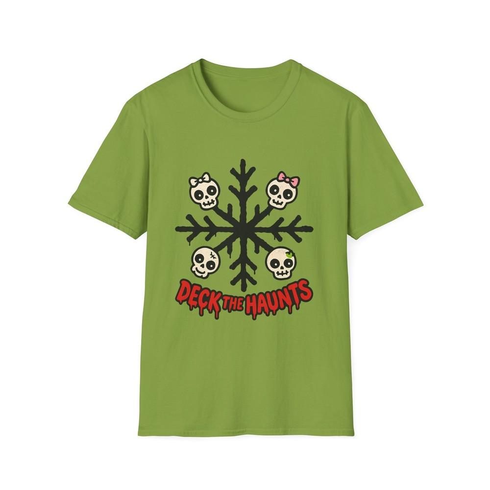 

Unisex Softstyle T-Shirt Kawaii Skull Snowflake Christmas Creepy Holiday L