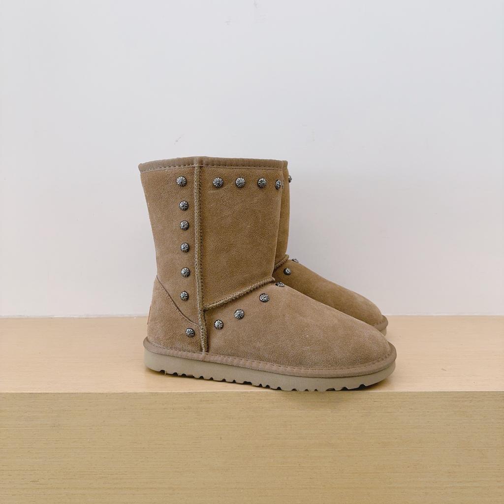 Winter Classic Women Men Mid Calf Snow Boots New Design Genuine Suede Leather Plush Fur Lined Warm Flat Sole Rivet Outdoor Shoes