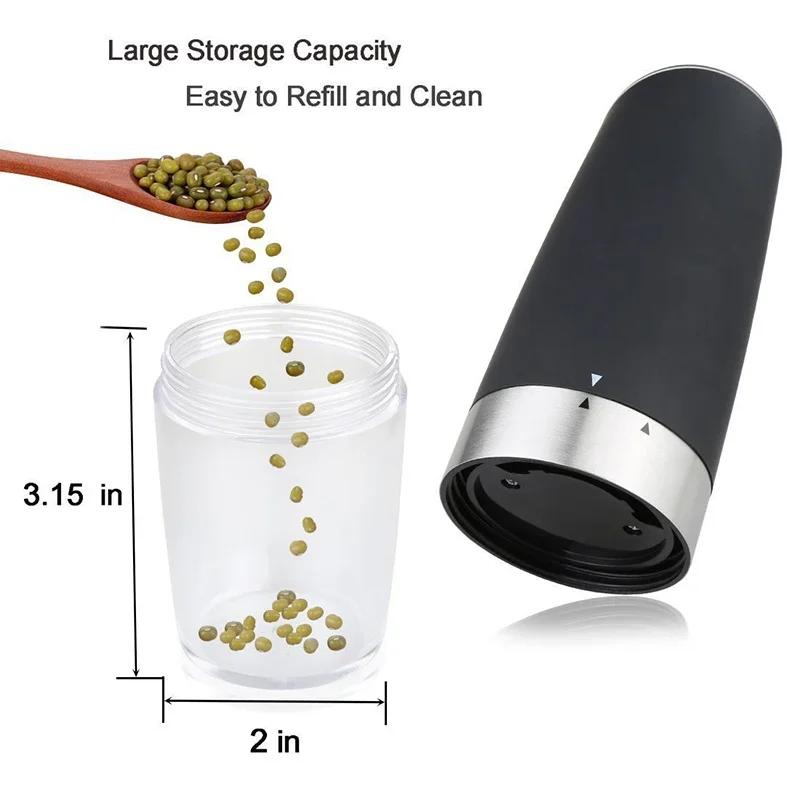 Electric Pepper Mill Stainless Steel Automatic Gravity Induction Salt and Pepper Grinder Adjustable Coarseness Grinder Tools