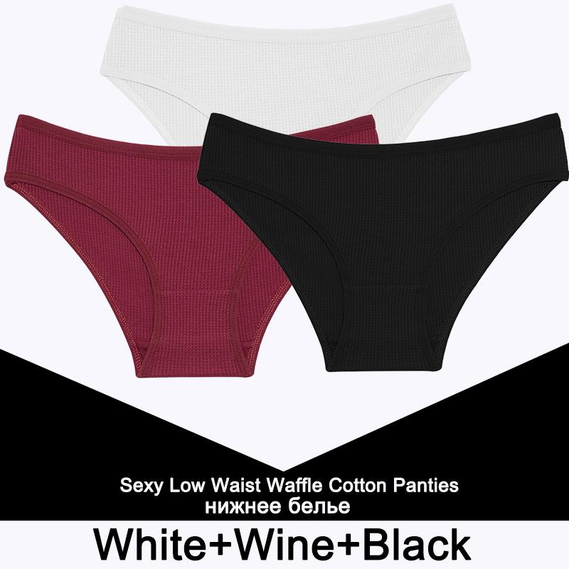 3PCS/Set Damen Waffel Baumwolle Slips Sexy Dessous Damen Unterwäsche Unterhose Slips Mädchen Einfarbige Intime Slips Für Frau