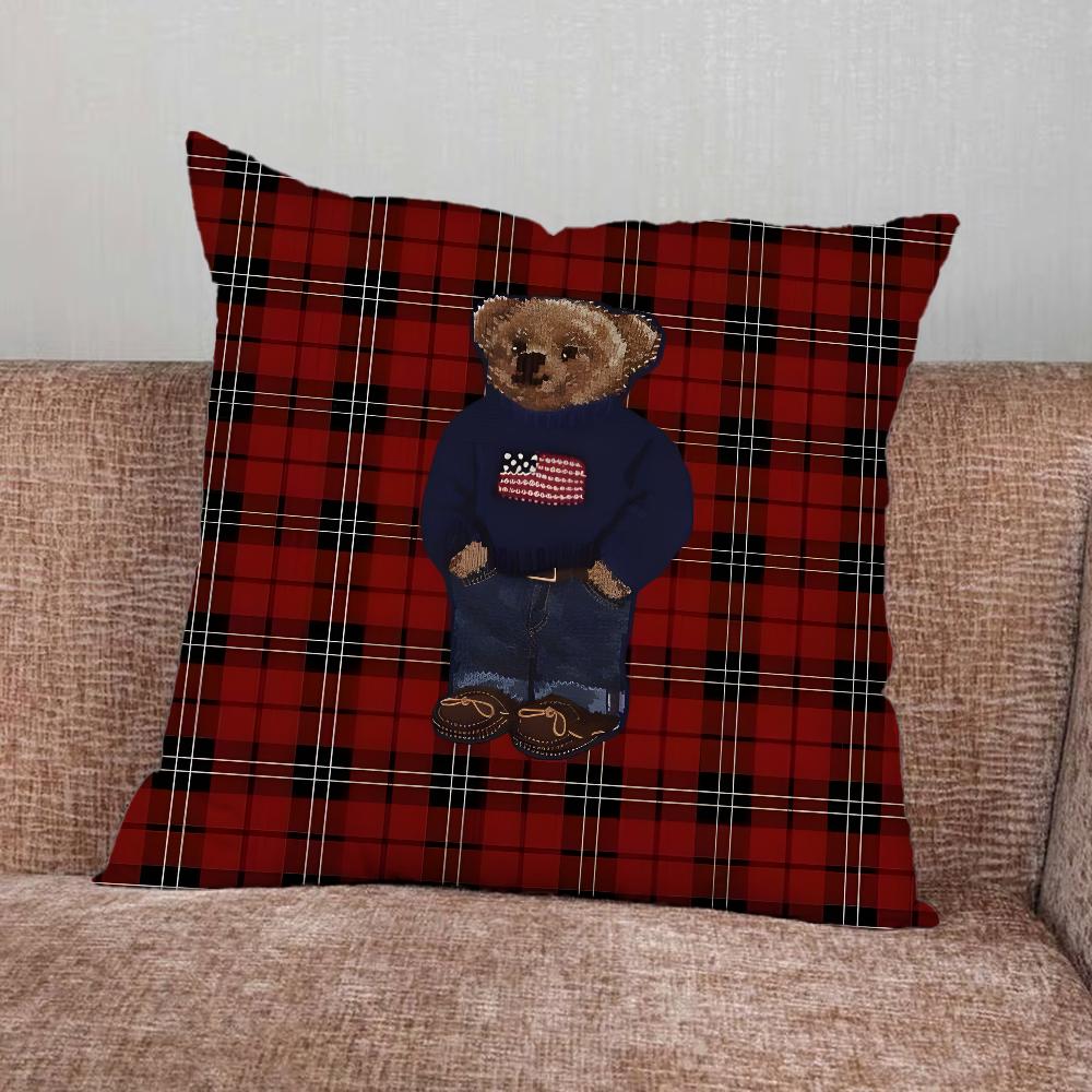 Fashion Bear P-PoloS Pillow Case For Home Bedroom Car Office Decoration Living Room Sofa Cushion Cover Suitable