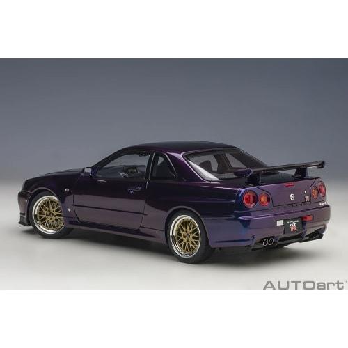 AUTOart 1/18 Scale Nissan Skyline GT-R (R34) V-Spec II BBS LM Wheel Version, Midnight Purple III, Finished Product