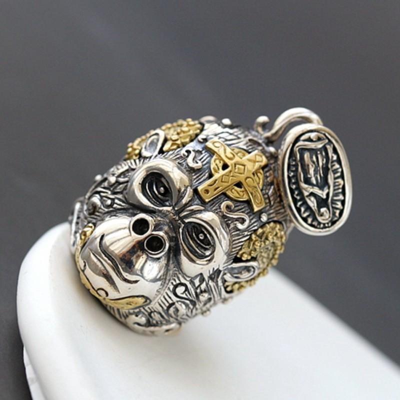 NEW S925 Silver Retro Fashion Non Mainstream Gorilla Men's Pendant