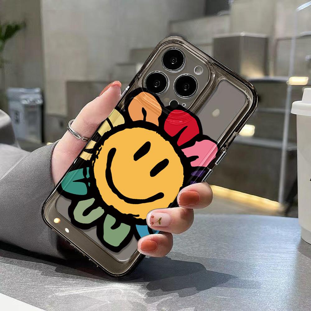 Smiley Sonnenblume Geeignet für iPhone17 Space Handyhülle 16Pro Rundumschutz x Apple 14 Rundumschutz 15 Schutzhülle