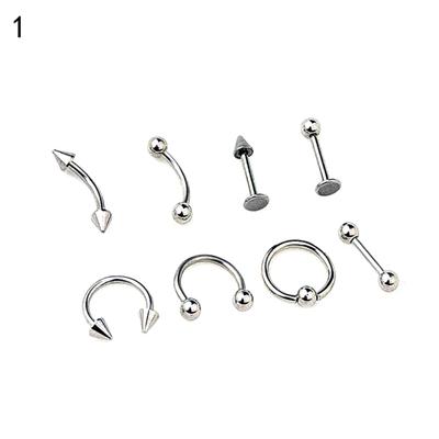 8ks smíšený styl rtů jazyk obočí nosní kroužek činka Body piercing šperky