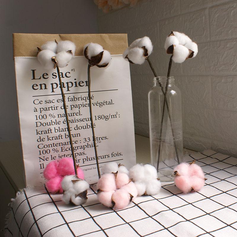 Natural Immortal Cotton Dried Flowers, Single Simulated Fake Flower Cotton Head Shooting Props Flower Arrangement Accessories Art Decoration