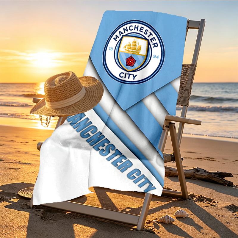 Manchester City FC Druck Strandtuch Design, Weich, Leicht. für Zuhause, Badezimmer, Spa, Pool, Yoga, Surfen, Camping, Geschenk für Familie, Freund
