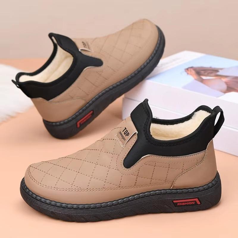 Winter Women's Shoes Fleece-Lined Warm Comfortable Short Boots Fashionable Casual Mom Shoes Soft Surface Flat Snow Boot