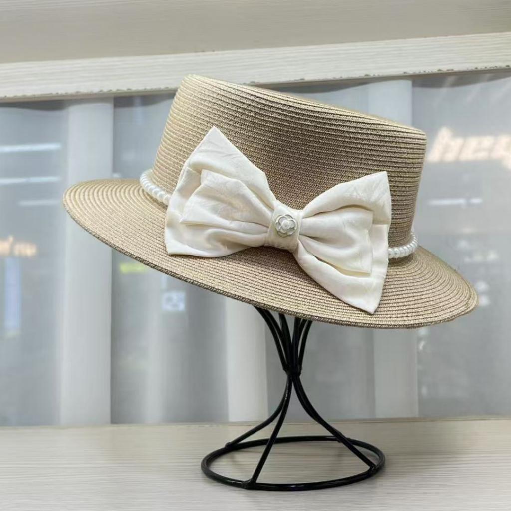Upgraded Version of Fine Grass French Celebrity Flat Top Top Hat Women's Summer Travel Sunscreen Sunshade Straw Hat Foreign Style High-end Basin Hat