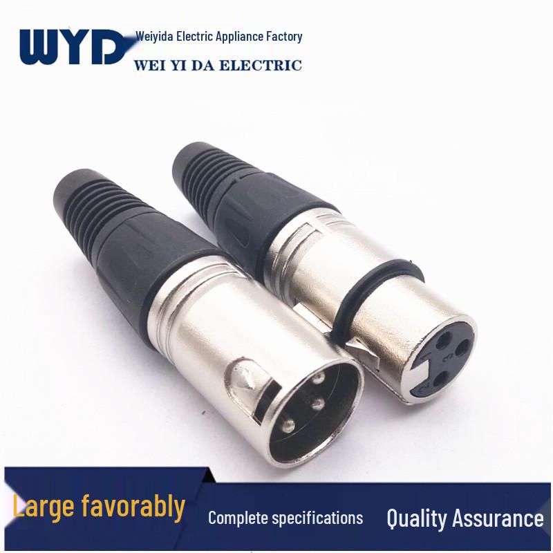 Black 3-Pin XLR Connector: Male and Female Swiss Plug for Mixer & Microphone Cable Wiring Male with Pins