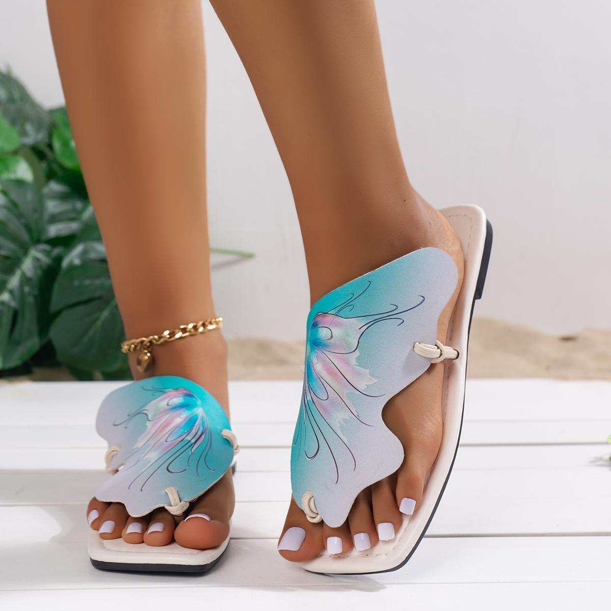 Женские красочные шлепанцы с бабочками — фото 3