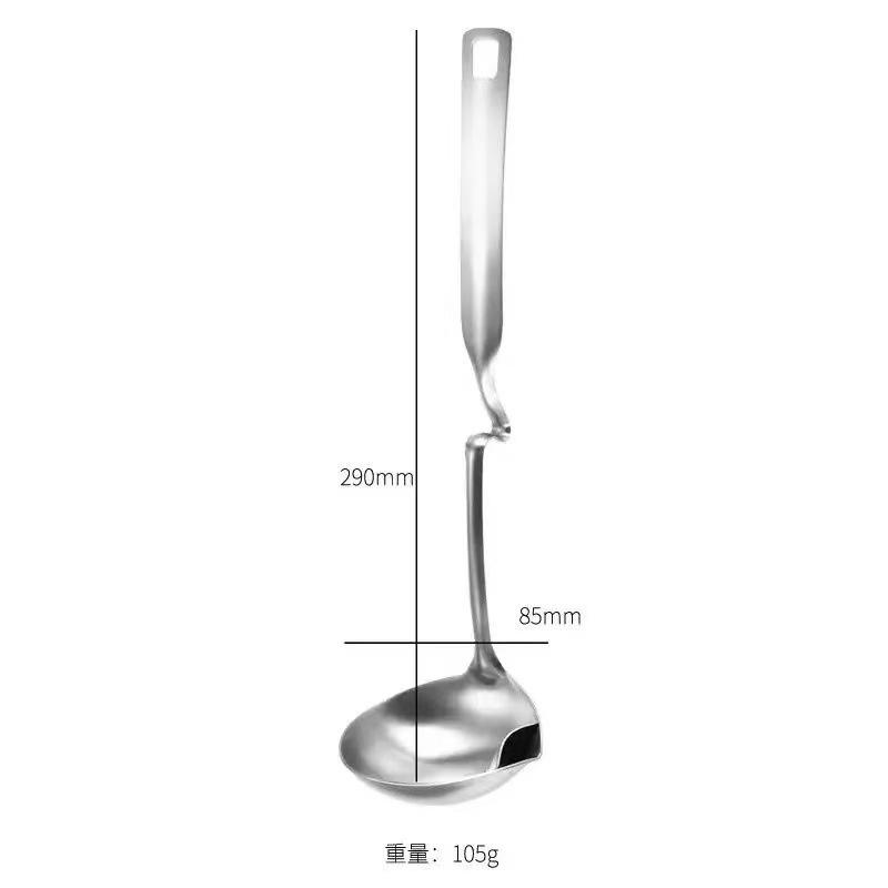 Cucina Domestico Acciaio Inossidabile 304 Separatore di Grasso Mestolo da Zuppa con Manico Lungo Isolante in Legno Manico in Legno Mestolo per Zuppa