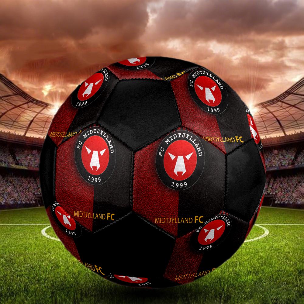 SIZE 5 FC Midtjylland Soccer Ball Colorful All Ages Machine Stitched PVC Competition Ready Durable High-Bounce