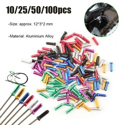 10/25/50/100Pcs Multiple Colors Aluminum Alloy Bicycle Brake Shifter Inner Cable Tips Wire End Cap Cable Bike Line Core Cap Cover Gear