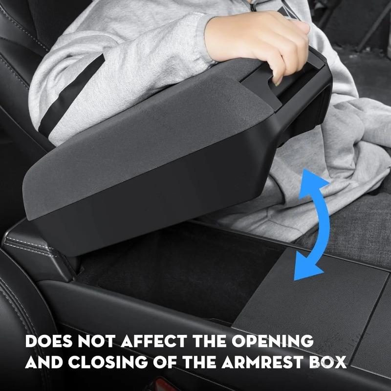 For Tesla Model Y Juniper 2025 2026 Model 3 Center Console Organizer Heightened Armrest Cushion Suede Interior Upgrade Box