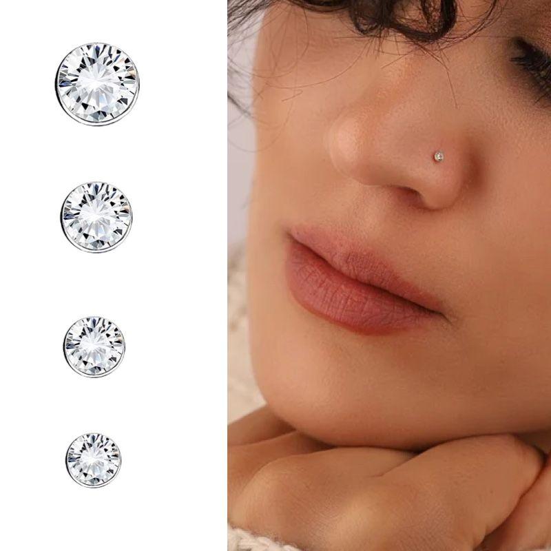 

925 Sterling Silver Super Flash Nose Stud Women s Mini Czech Diamond Fashion Puncture Nasal Hole Anti-Allergy Thin Rod Ear Bone Stud