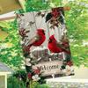 Gd-Dq07050013-1pc Christmas Cardinals Welcome Winter Holly Berries And Snowbranches Garden Flag_2 - 28X40 Inch Outdoor Garden Flag Double-Sided Home D