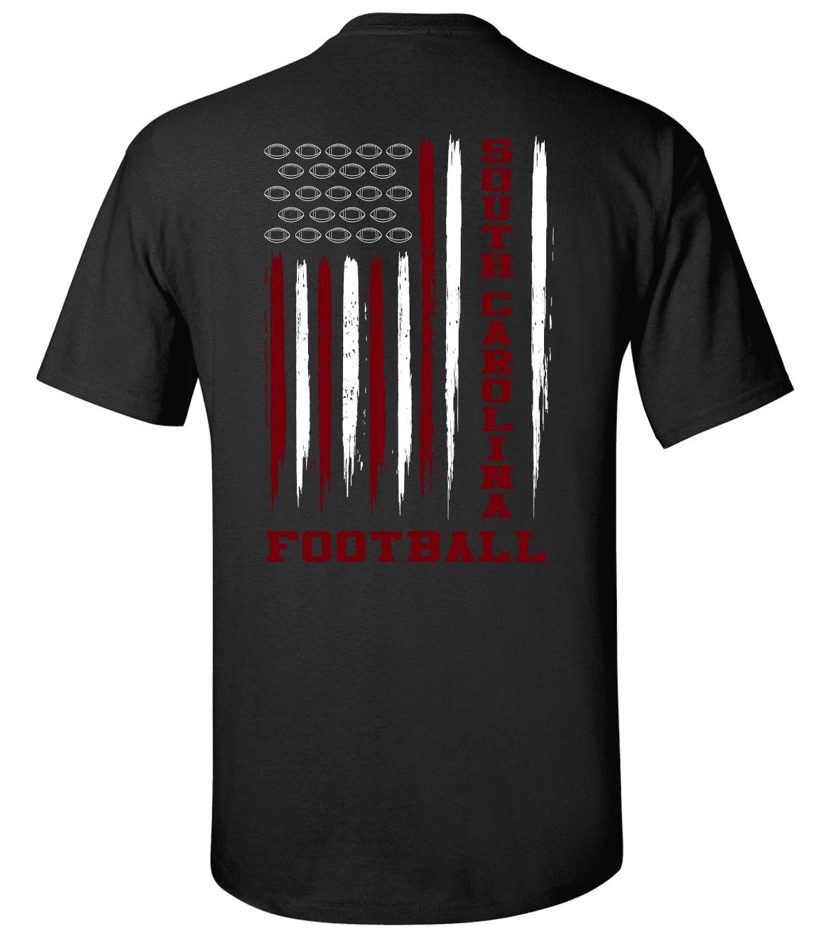 

South Carolina Football USA Flag Unisex Short Sleeve T-Shirt-Black-Medium 2XL