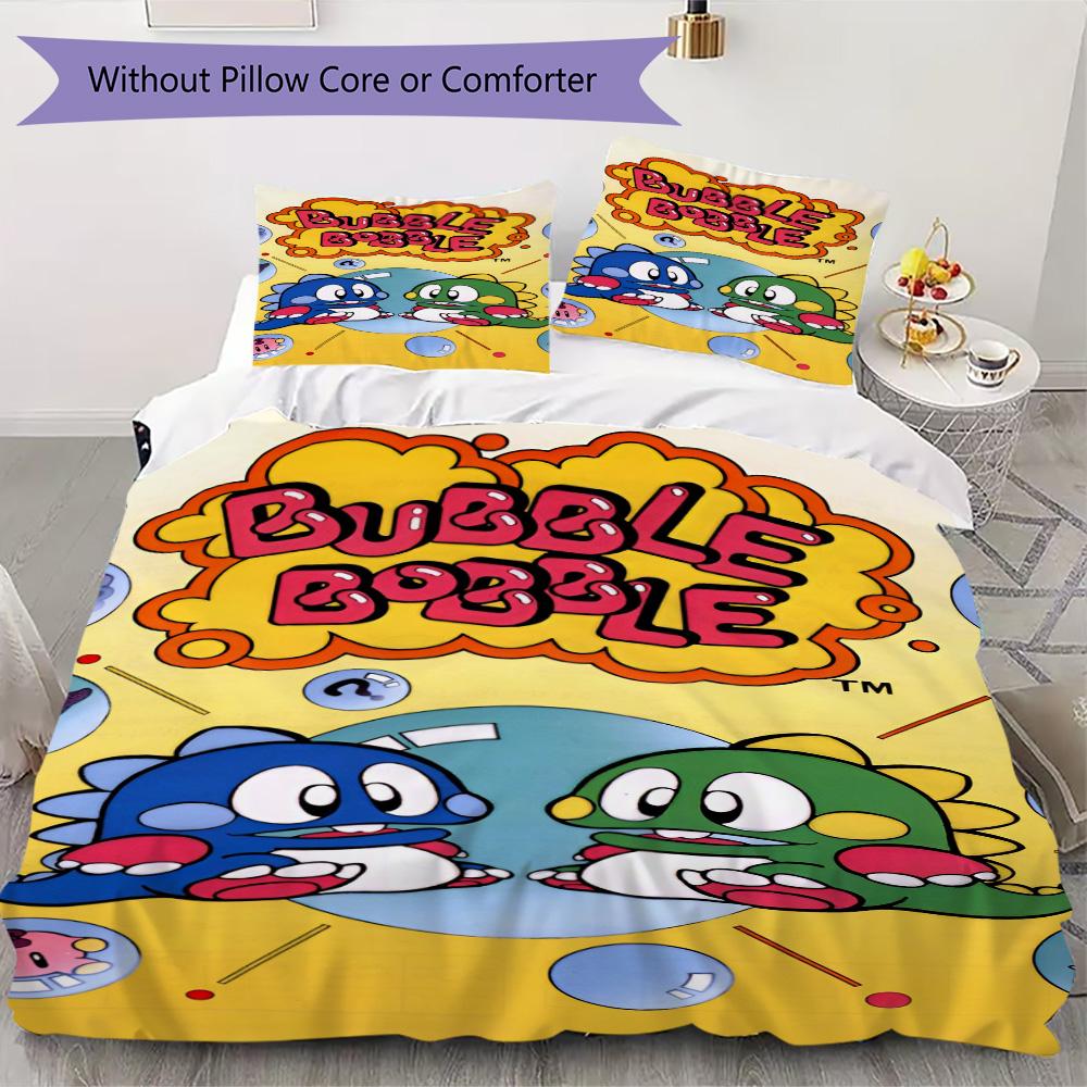 Bubble Bobble Pattern Bedding,Quilt Set Quilt Cover Pillowcase Home Birthday Gift (1*duvet cover+2*pillowcase,without core)XSJT0917438