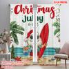 2pcs   plane printing Popular Curtain Panels Surfing Santa_ Palm Trees Versatile Polyester (without rod) Holiday Perfect for