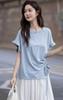 Lato na krótki załogowy luźny casualowy [H. zroy] T-shirty damskie, topy, rękawy, falbanki, asymetryczne, urocze, kurtka, dekolt, dopasowane, pochlebne, kobiece,