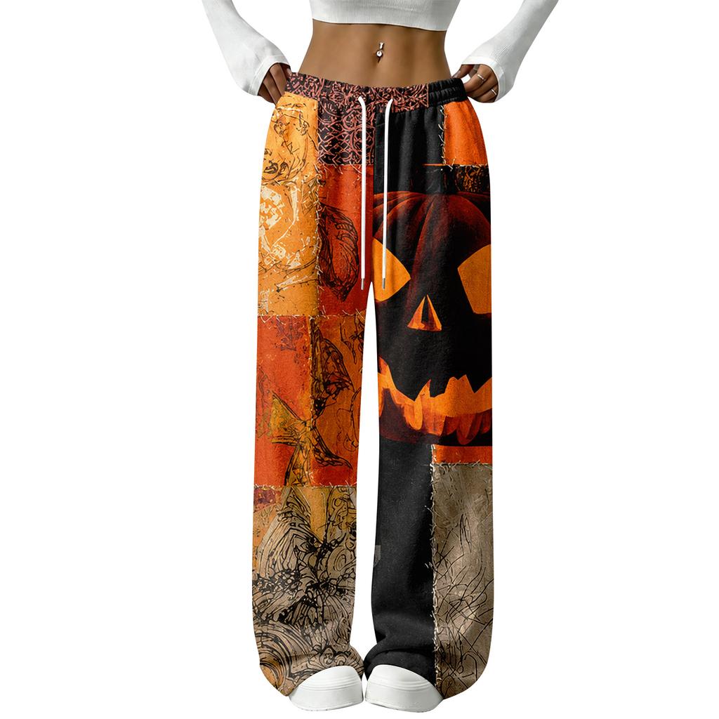 Women's Straight Leg Flannel Pajama Pants for Halloween Comfortable Wear