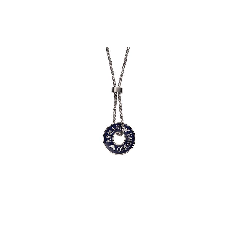 Emporio Armani simple peace buckle pendant stainless steel necklace men's style Silver F original bag