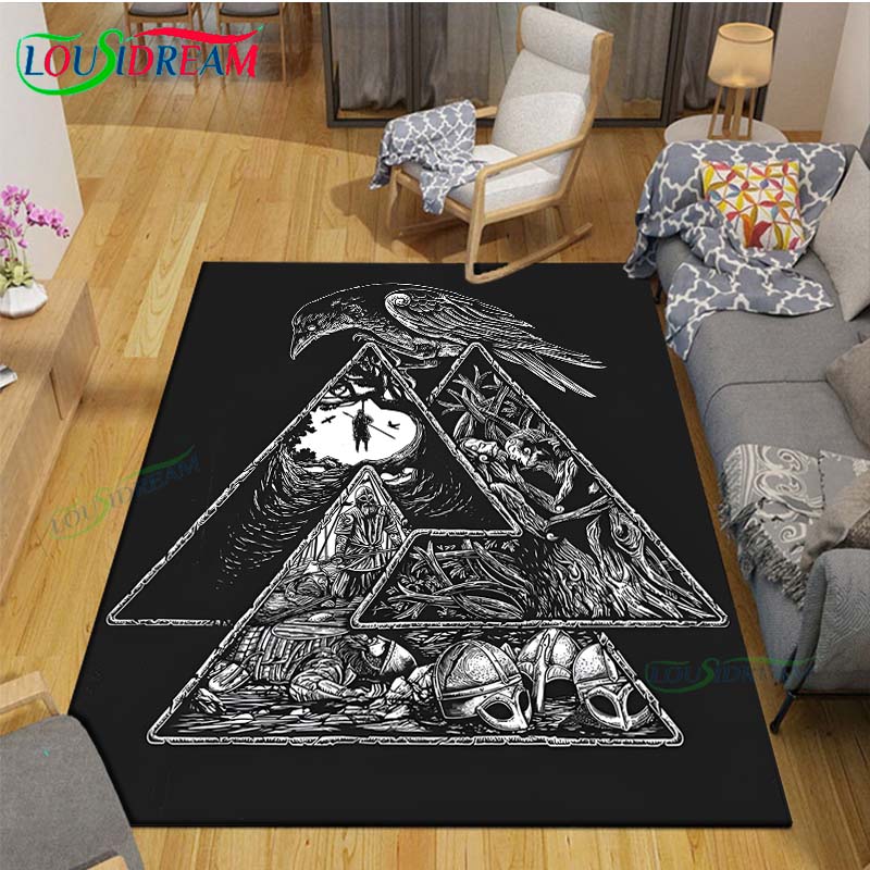 Nordic Viking Mythology Symbols Carpet Room Decor Floor Mats Bedroom Yoga Mat Photography Props Area Rug Birthday Gift