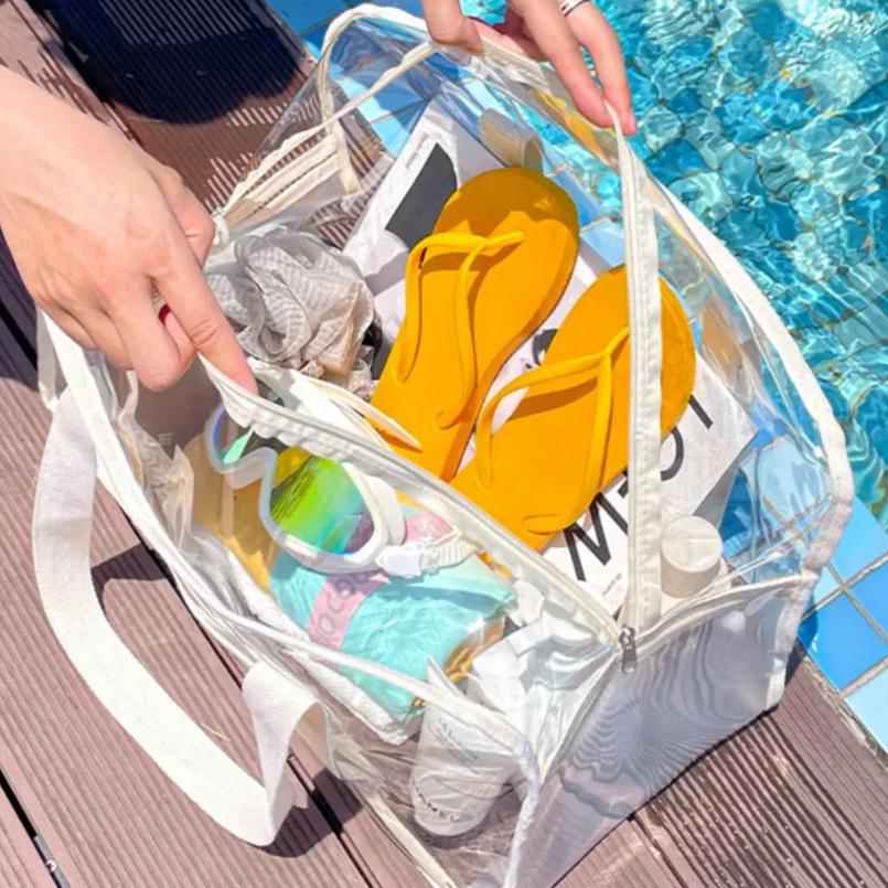 Makeup Bag Large Capacity Portable Transparent Swimming Waterproof PVC Storage for Clothes Travel Essentials Beach Organizer Bag