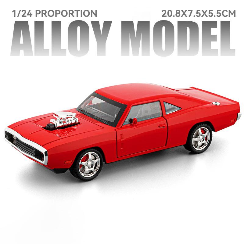 1:24 Charger SRT Hellcat Toy Car Model Wheel Steering Shock Absorption Sports Cars Models Toys Collectible Item for Kids