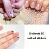 10 Sheets 3D Nail Stickers Set, Self-Adhesive  Nail Decals Black White Colorful Nail Art Decorations DIY Manicure Accessories