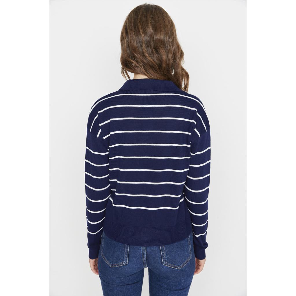 Navy Blue Striped Knitwear Sweater Twoaw22kz0735
