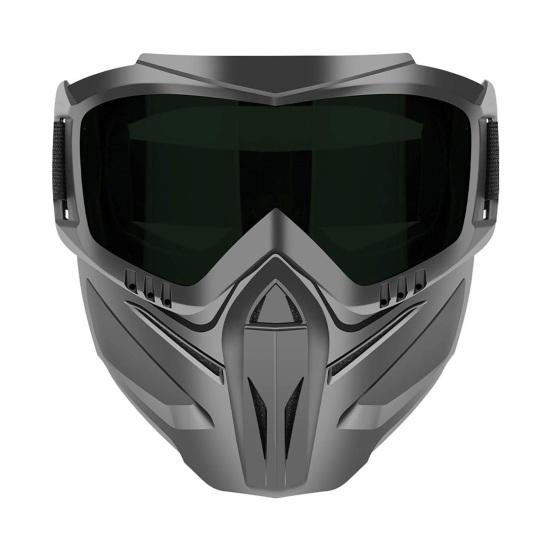 Pełnotwarzowa Maska z Odpinanymi Goglami, Przeciwmgielna Ochrona UV Wiatroszczelna Osłona Twarzy, Maska Gogle do Spawania, Jazdy na Motocyklu, Jazdy na Rowerze