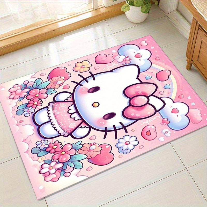 1pc Hello Kitty Pink Floral Rug - Cute Home Decor|Office Carpet|Outdoor Mat|Gift Ideaz2707