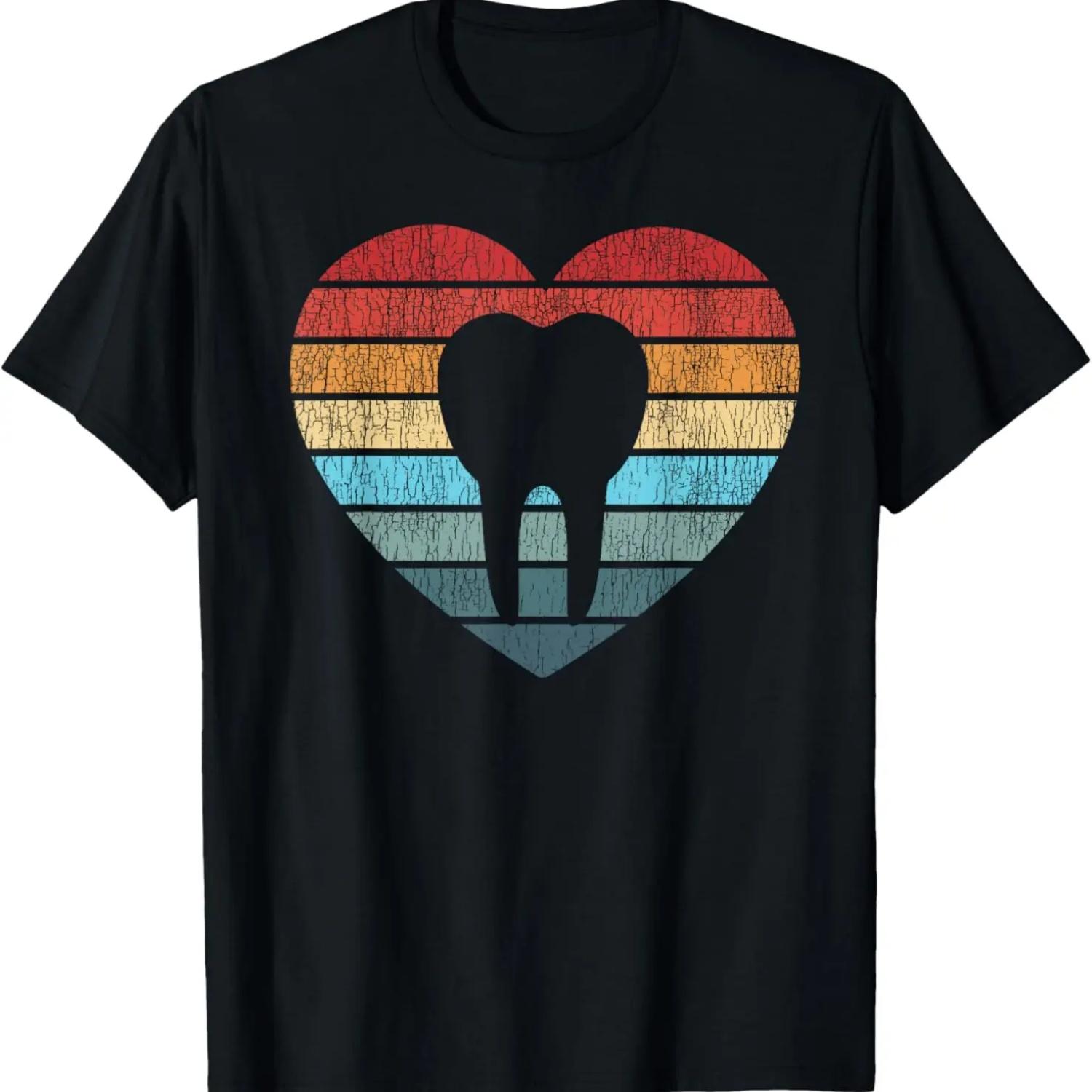 Зубной врач Стоматологический ассистент Гигиенист Сердце Ретро Винтаж Футболка S