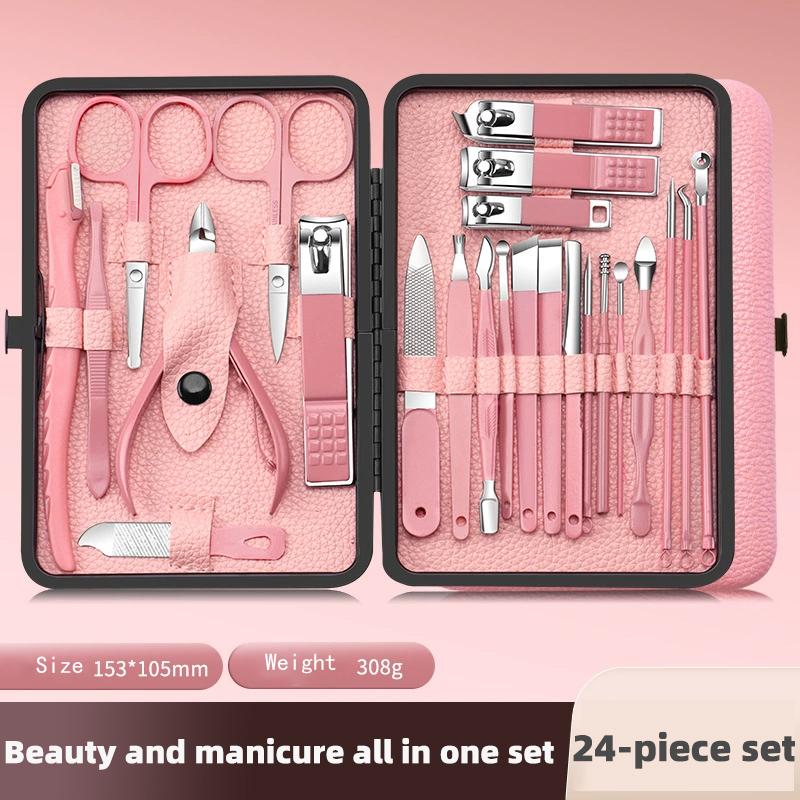 24 Piece Stainless Steel Luxury Nail Clipper Set with Dead Skin Pliers, Complete Set of Nail Tools, Durable Beauty Care Tools