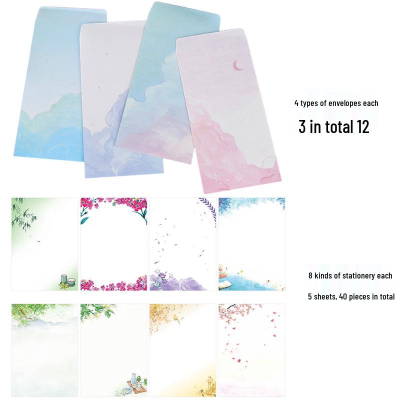Retro Chinese-Style Love Letter Stationery Set: 16 Elegant Writing Papers for Literary Enthusiasts