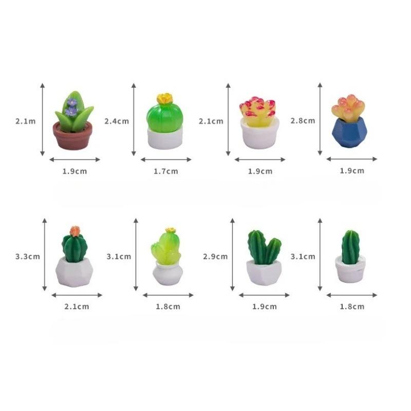 2Pcs Artificial Realistic Succulent Cactus Resin Potted Plants Dollhouse Miniature Desktop Decor Micro Landscape Ornaments