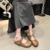 Mary Jane bag head half slippers women's outer wear spring and summer new inner height increase flat bottom Velcro drag