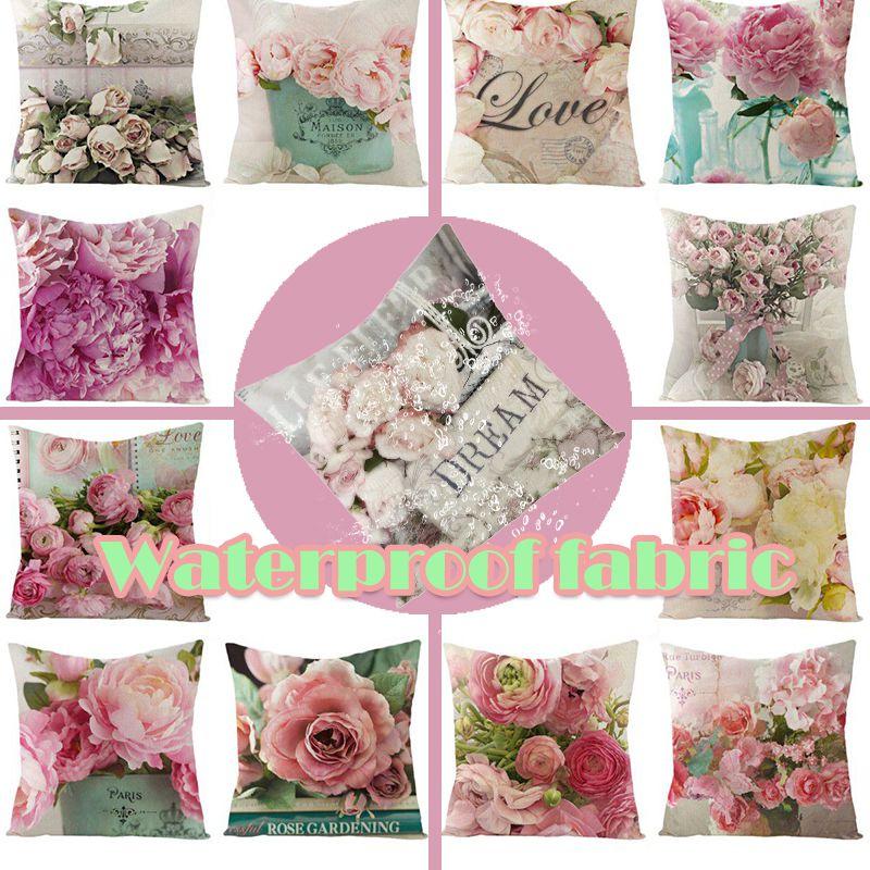 Beautiful Flower Printed Cushion Cover With Splash Waterproof Design For Home Decor
