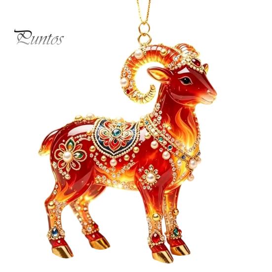 Festive Atmosphere Supplies 2PCS Christmas Goat Hanging Ornaments, Decorative 2D Acrylic Tree Ornament for Restaurant Pendants, Lightweight Ornaments