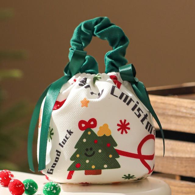 Christmas Cute Character Gift Bag - Drawstring Fabric Storage Bag for Children's Candy, Apple & Portable Party Favors