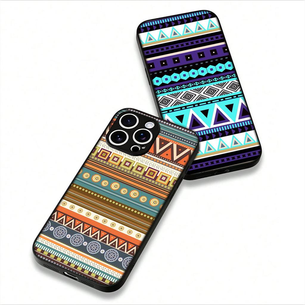 For Samsung Galaxy S25 S23 S22 S24 FE Ultra Plus A56 A05 A06 A15 A16 A57 S7 Edge Phone Case Texture Aztec Tribal Tribe Colorful