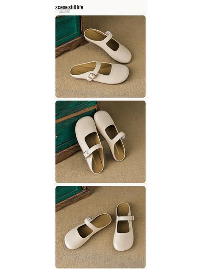 Weiwei Women's Retro Summer Flat Half-Slippers - Plus Size, Easy Slip-On